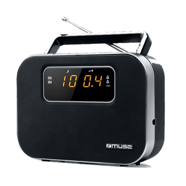 Muse m-081 r negro radio analógica fm/am portátil con altavoz integrado pantalla y batería
