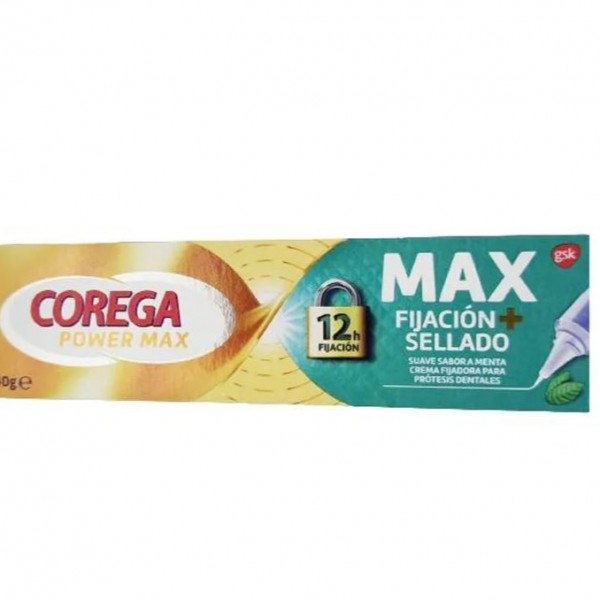 Corega Adhesivo Dental Power Max  Fijación + Sellado 40g Sabor Menta